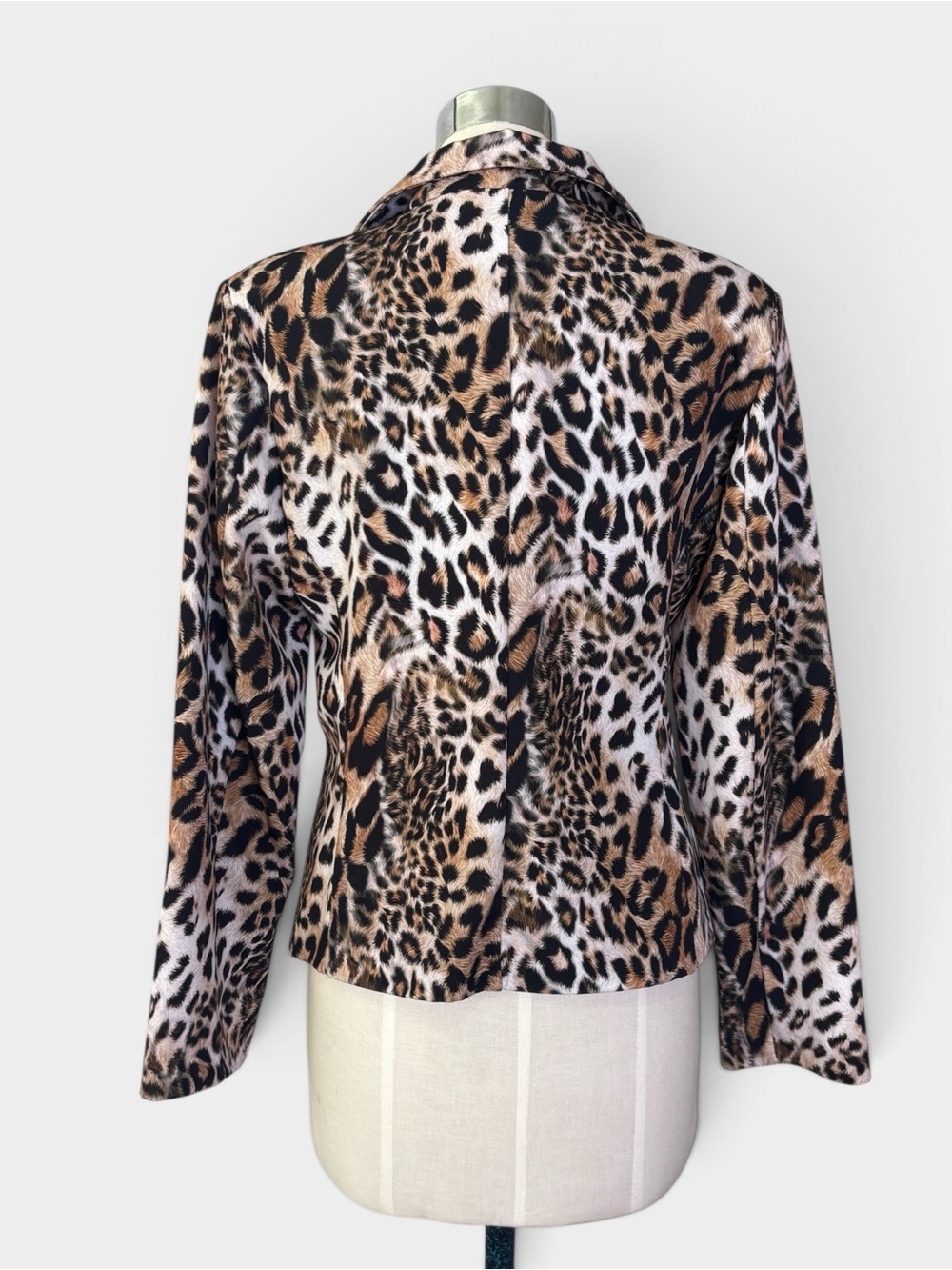 Made in Italy Classic Leopard Print Faux Fur Women's Blazer - Brown/Black - Picture 5 of 7